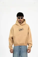 BEIGE PRINTED HOODIE