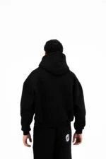 BLACK BASIC ZIPPER HOODIE - Image 3